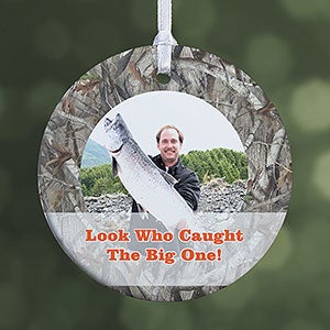 Personalized Photo Christmas Ornaments - Camouflage Hunter - 1-Sided - 13809-1