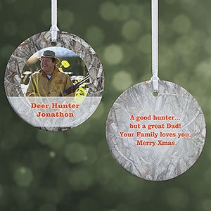 Personalized Photo Christmas Ornaments - Camouflage Hunter - 2-Sided - 13809-2