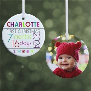 Babys 1st Christmas Personalized Age Ornament- 2.85 Glossy - 2 Sided - 13825-2