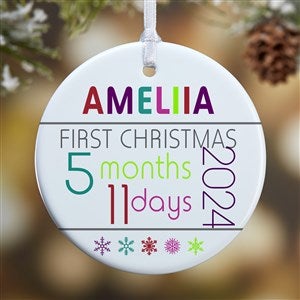 Babys 1st Christmas Personalized Age Ornament-3.75 Matte - 1 Sided - 13825-1L