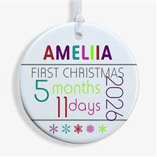 Babys 1st Christmas Personalized Age Ornament-3.75 Matte - 1 Sided - 13825-1L