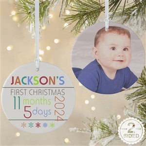 Babys 1st Christmas Personalized Age Ornament-3.75 Matte - 2 Sided - 13825-2L