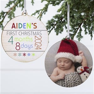 Babys First Christmas Personalized Wood Photo Ornament - 13825-2W