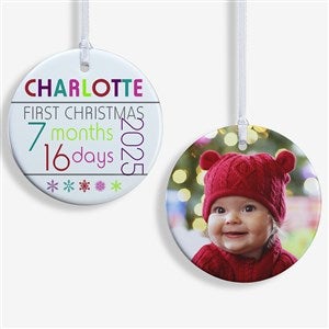 Babys 1st Christmas Personalized Age Ornament- 2.85 Glossy - 2 Sided - 13825-2