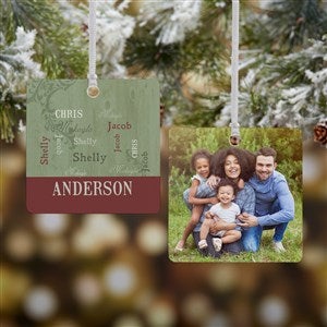 Family Names Custom Photo Christmas Ornament - 2 Sided Metal - 13843-2M