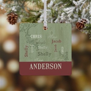 Family Names Custom Photo Christmas Ornament - 1 Sided Metal - 13843-1M