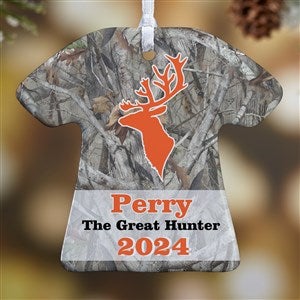 Personalized Christmas Ornaments - Deer Hunter T-Shirt - 1-Sided - 13860-1