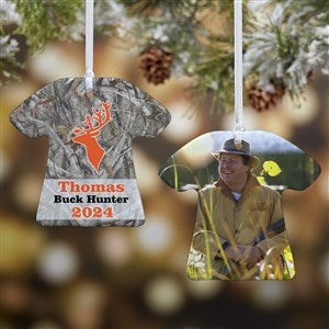Personalized Christmas Ornaments - Deer Hunter T-Shirt - 2-Sided - 13860-2