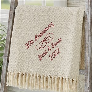 Personalized Wedding Anniversary Embroidered Afghan - 13892 Personalized Wedding Anniversary Embroidered Afghan - 13892