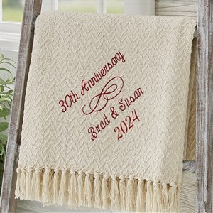 Happy Anniversary Embroidered Afghan - 13892