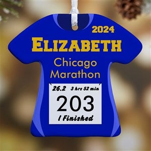 Personalized Marathon Christmas Ornaments - Race Day Running Bib - 1-Sided - 13929-1
