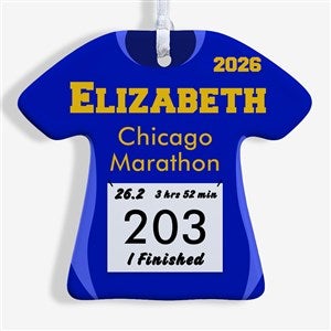 Personalized Marathon Christmas Ornaments - Race Day Running Bib - 1-Sided - 13929-1