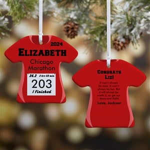 Personalized Marathon Christmas Ornaments - Race Day Running Bib - 2-Sided - 13929-2