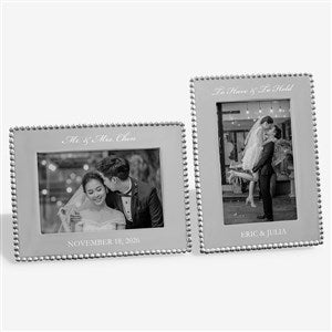 Mariposa® String of Pearls Personalized Wedding Photo Frame- 4x6 - 13944-4x6