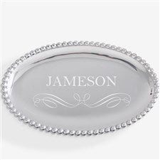 Mariposa String of Pearls Personalized Oval Tray - 13946