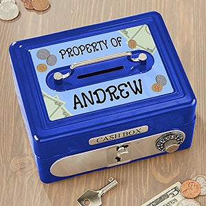 My Private Stash Personalized Cash Box - Blue - 13957