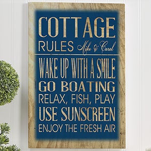 Beach House Rules 20x30 Personalized Canvas Print - 13986-L