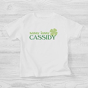Personalized Irish Toddler T-Shirt - Born Lucky Four Leaf Clover - 14055-TT