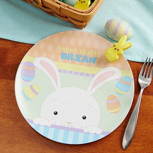 Personalized Easter Bunny Kids Plate - Happy Easter - 14082D-P