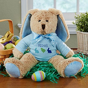 Personalized Stuffed Easter Bunny Plush Doll for Boys - 14101-B