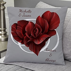 Blooming Heart Personalized 18-inch Velvet Throw Pillow - 14142-LV