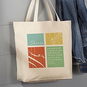 Inspirational Faith Personalized Canvas Tote Bag - Large - 14160-L