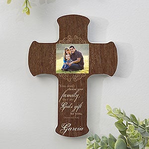 Family Blessings Personalized Photo Cross- 5x7 - 14167-S