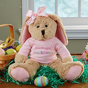 Personalized Stuffed Easter Bunny - Baby Girls First Easter - Pink - 14180-P