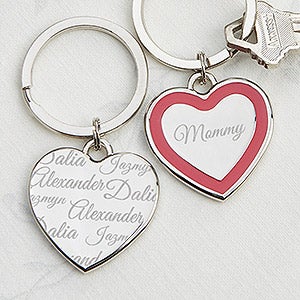 Loved By Mom Personalized Heart Keychain - 14229