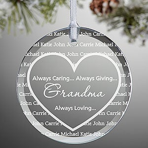 Grandmas Sweethearts Personalized Glass Ornament - 14234N