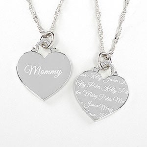 Loved By Mom Engraved Heart Necklace - 14243