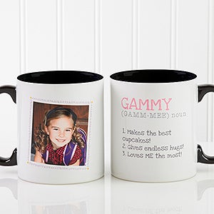 Personalized Photo Coffee Mugs - Definition Of Grandma -  Black Handle - 14254-B