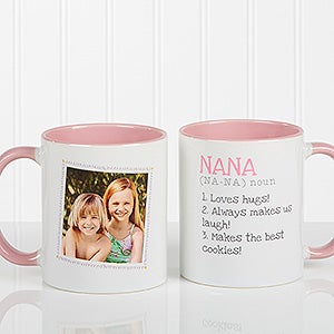 Personalized Photo Coffee Mugs - Definition Of Grandma -  Pink Handle - 14254-P