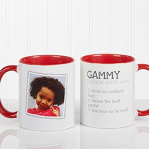 Personalized Photo Coffee Mugs - Definition Of Grandma -  Red Handle - 14254-R