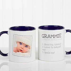 Personalized Photo Coffee Mugs - Definition Of Grandma -  Blue Handle - 14254-BL