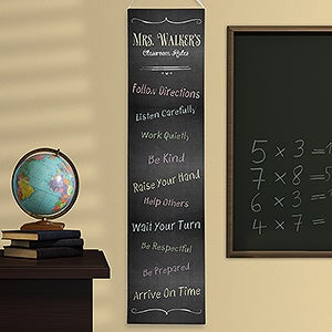 Chalkboard Teacher Classroom Rules Personalized Banner - 14322