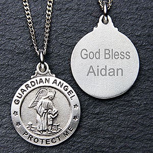 Guardian Angel Engraved Childrens Pendant - 14351