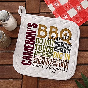 Personalized BBQ Potholders - Barbecue Rules - 14376-P