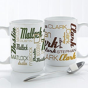 Personalized Large Coffee Mugs - Signature Style For Him - 14425-L
