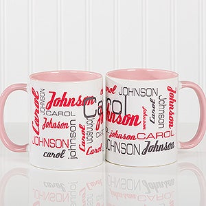 Personalized Coffee Mugs For Him - Signature Style - Pink Mug - 14425-P