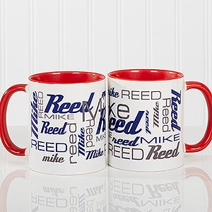 Personalized Coffee Mugs For Him - Signature Style - Red Mug - 14425-R