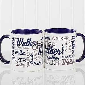 Personalized Coffee Mugs For Him - Signature Style - Blue Mug - 14425-BL