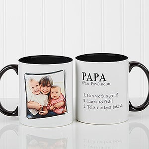 Personalized Coffee Mugs for Him - Definition of a Dad or Grandpa - Black Handle - 14427-B