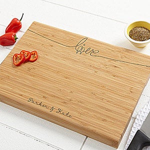 Lovebirds Personalized 10x14 Bamboo Cutting Board - 14508