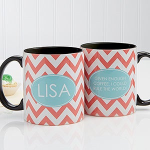 Preppy Chic Personalized Coffee Mug 11 oz.- Black - 14559-B