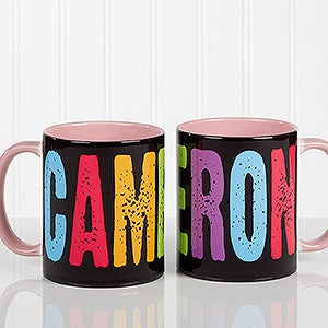 Custom Personalized Name Coffee Mug - Pink Handle - All Mine - 14592-P