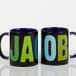 Custom Personalized Name Coffee Mug - Blue Handle - All Mine - 14592-BL
