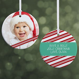 Personalized Photo Christmas Ornaments - Candy Cane - 2-Sided - 14594-2