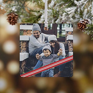 Candy Cane Personalized Photo Ornament - 1 Sided Metal - 14594-1M