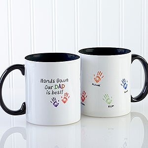Personalized Coffee Mugs - Kids Handprints - Black Handle - 14622-B